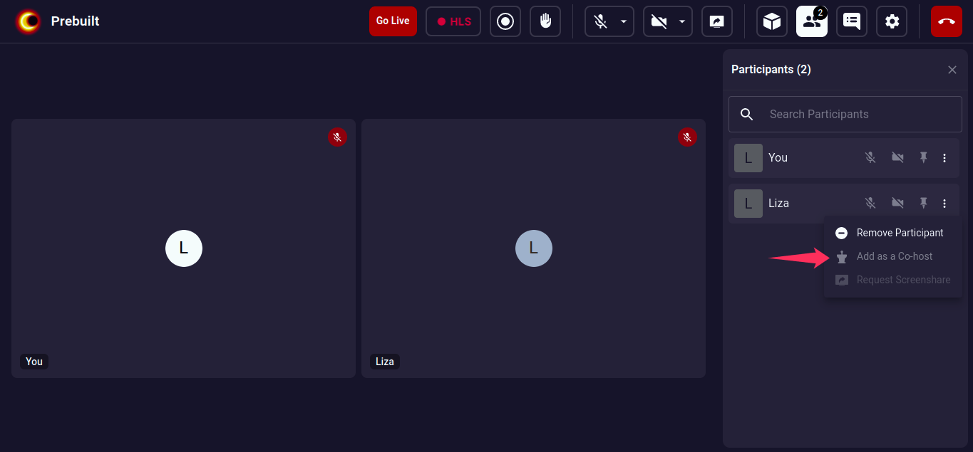 Go live on Videosdk